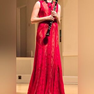 BCBGMAXAZRIA Cherry Red Lace Formal Dress - Size 2 - Wedding Guest / Prom